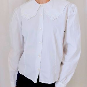 Vintage Italian Cotton Peter Pan Blouse
